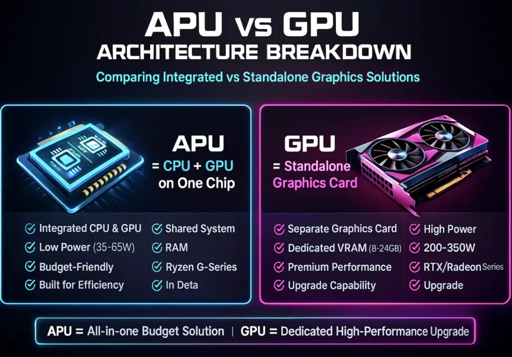 Infographic about APU vs GPU Architecture Breakdown